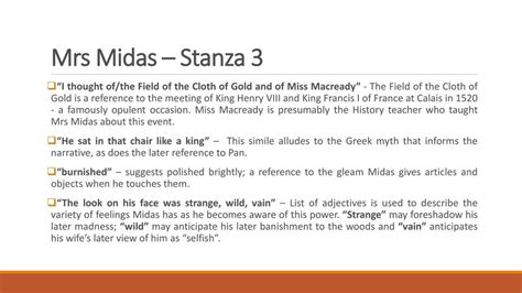 miss macready mrs midas|Mrs. Midas by Carol Ann Duffy .